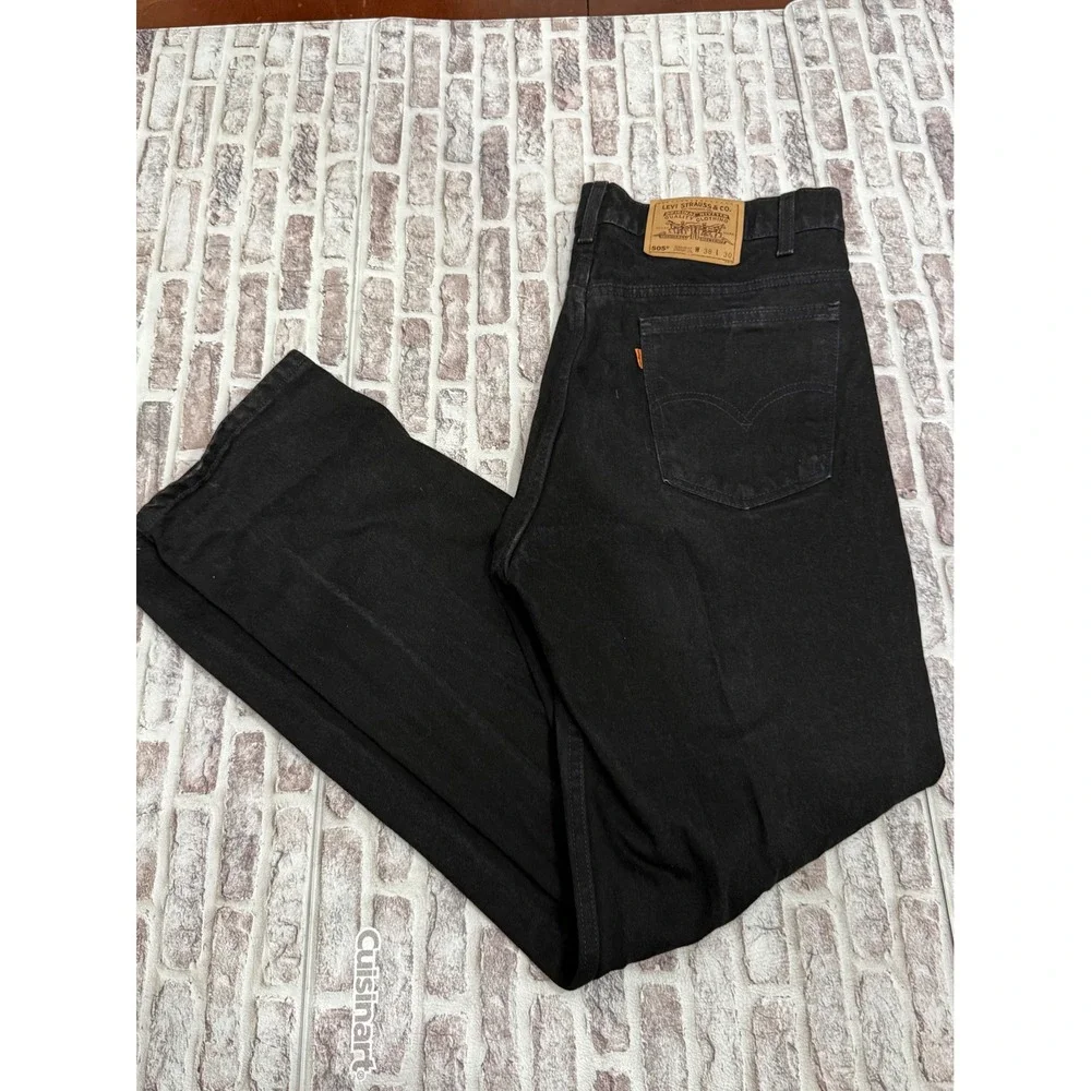 Vintage Levis 505 Orange Tab Black Jeans USA 38x30 Regular Straight Leg 1995